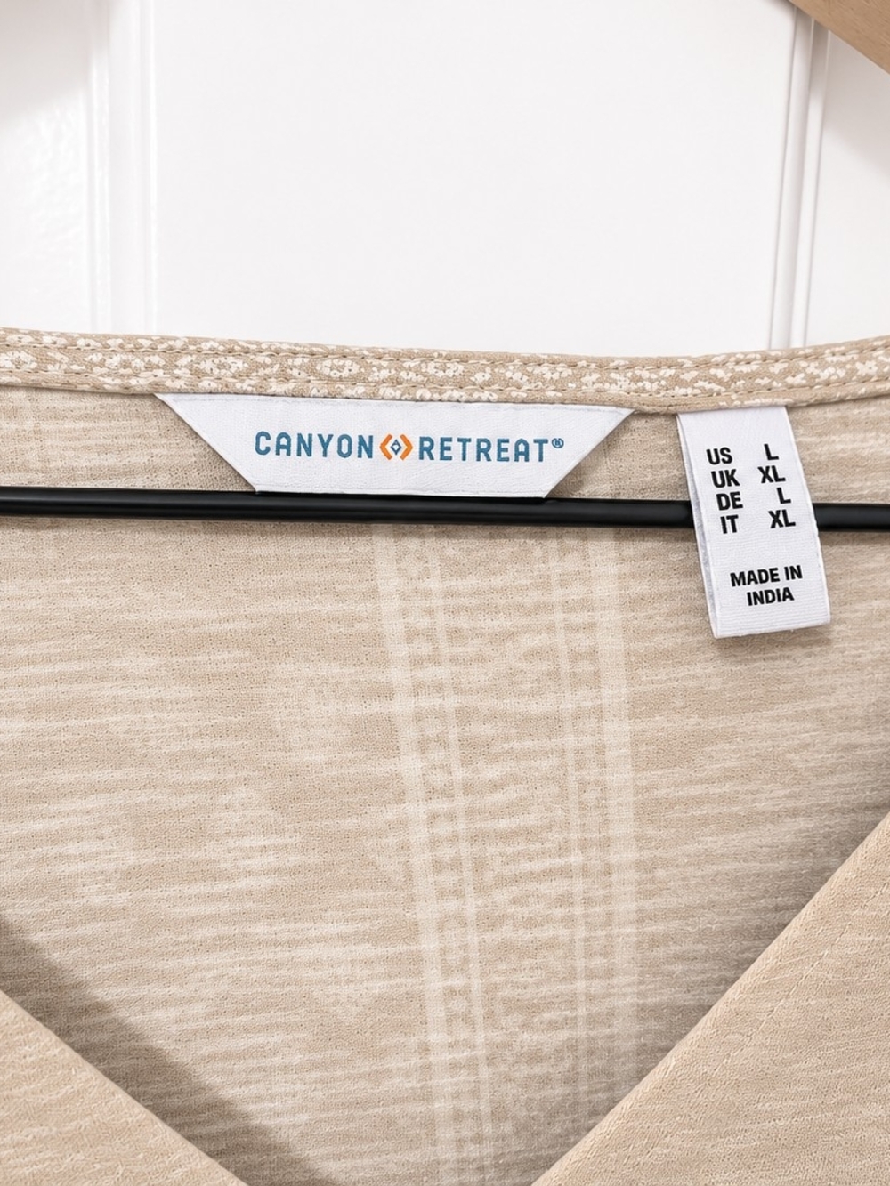 Canyon Retreat V-Neck Peplum Top In Oatmeal - Picture 3 of 4